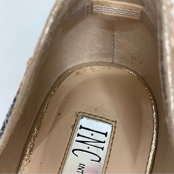 INC Crescent Sequin Boho Southwestern Cutout Closed Toe Flats Rose Gold Gray - Picture 11 of 13